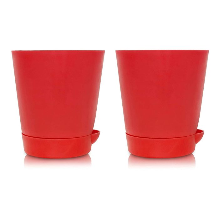 Self Watering plastic Pots Size 5.5 inches(Pack of 5) (Red)