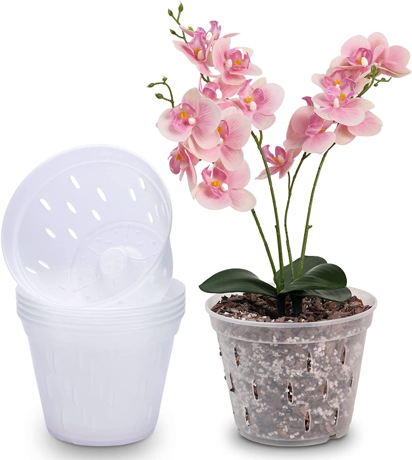 Plastic Orchid Pots – 5 inches ( pack of 6) 1