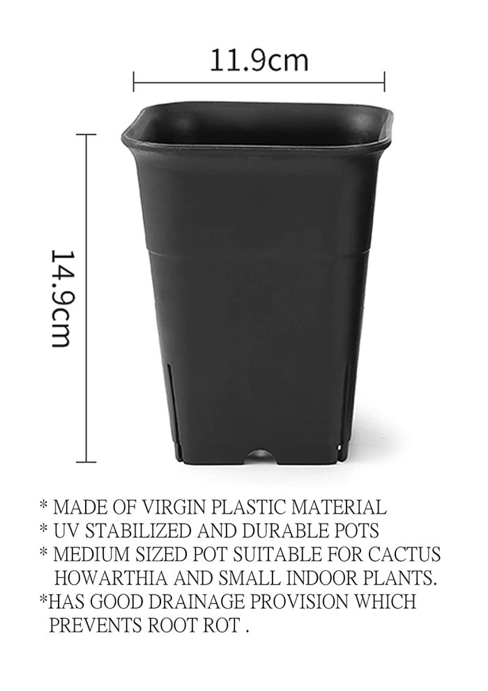 Square Plastic Flower Pot 4.7 Inch(Pack of 100)