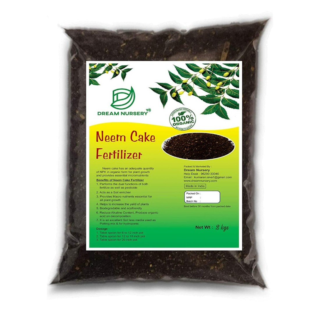 Pure Neem Cake Powder Organic Fertilizer Manure | Neem Khali | Pest Repellent for Plants | Micro-nutrient For Plant Growth (5kgs) 1