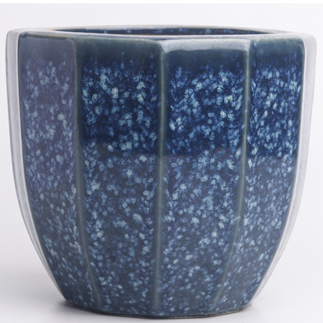 Round Blue Stoneware glazed Ceramic Pots(Size: 7