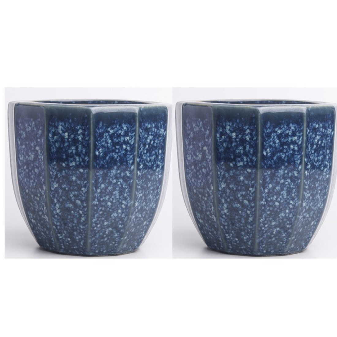 Round Blue Stoneware glazed Ceramic Pots(Size: 7
