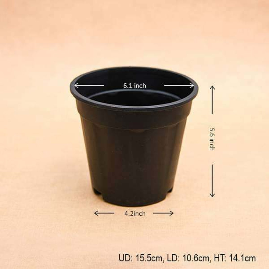 Round Black Nursery Plastic Pot /Grower Pot (size 6inches) pack of 20 pots 3