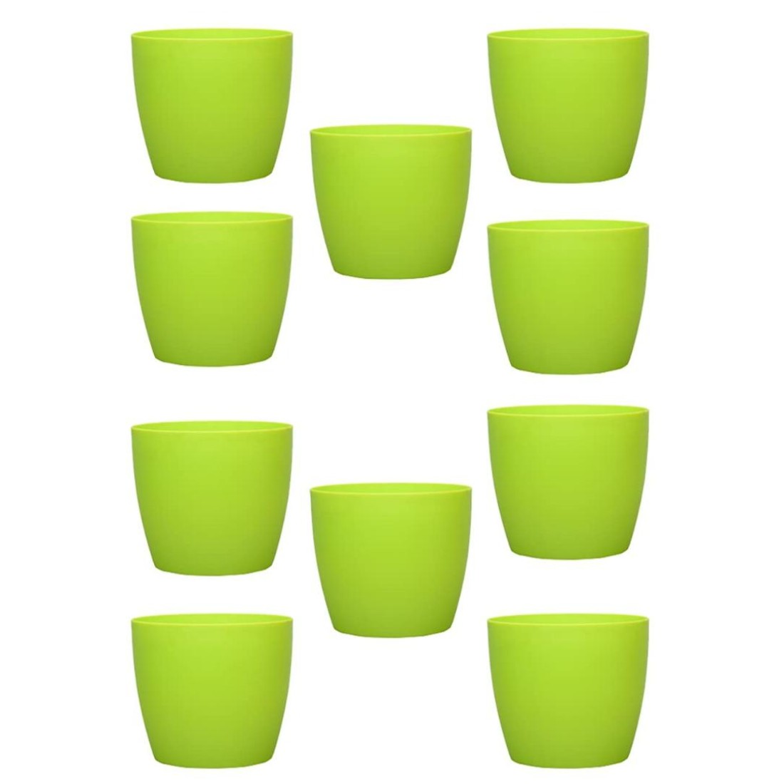 Round Plastic Flower Pots (Pack of 10) (green pots) 1