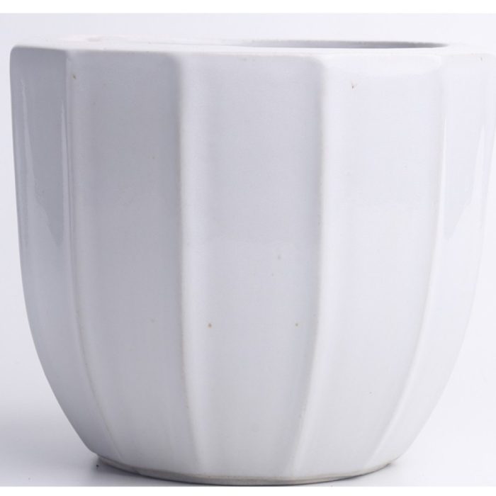 Round White Stoneware glazed Ceramic Pots(Size: 7.5*6 Inch) pack of 2 pots