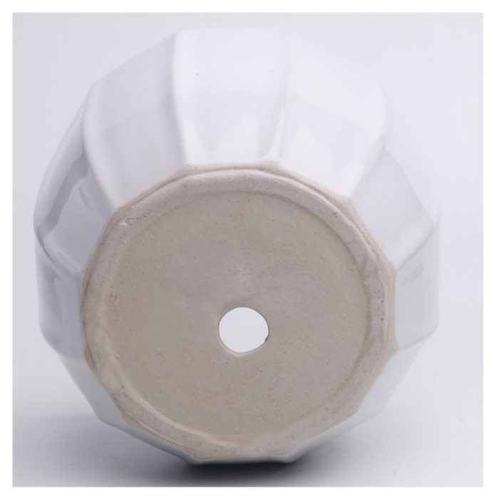 Round White Stoneware glazed Ceramic Pots(Size: 7.5*6 Inch) pack of 2 pots