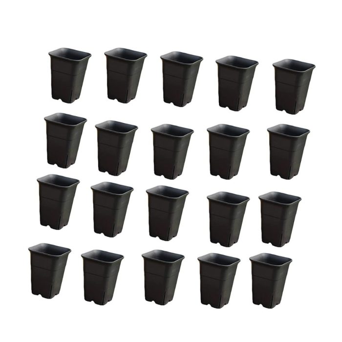 Square Tall Plastic Flower Pot 4.7 Inch (Pack of 25) (Black)