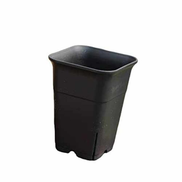 Square Tall Plastic Flower Pot 4.7 Inch (Pack of 25) (Black)