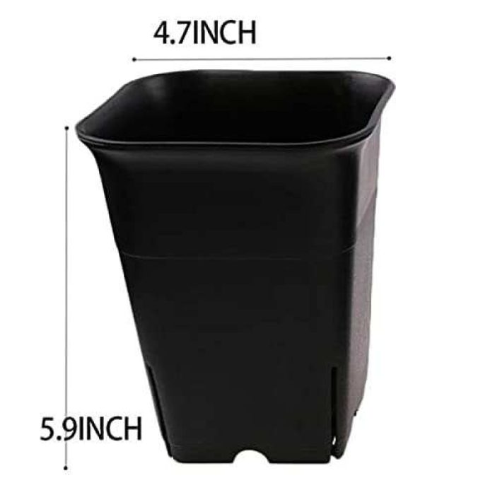 Square Tall Plastic Flower Pot 4.7 Inch(Pack of 50) (Black)