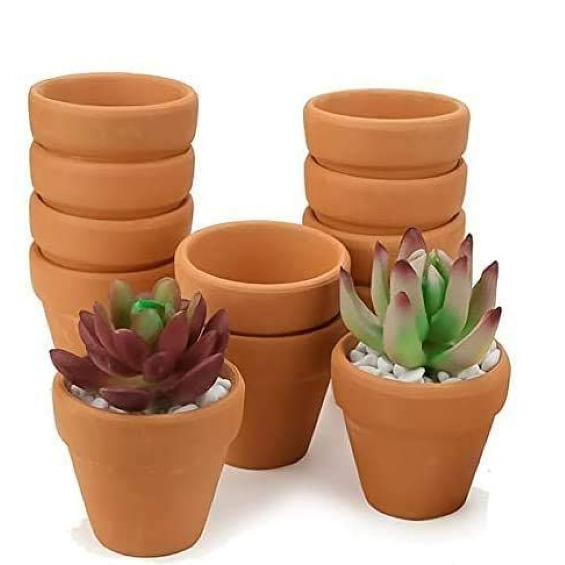 Terra Cotta Pots with Saucer- 4” inch Clay Ceramic Pottery Planter Cactus Flower Pots Succulent Pot Drainage Hole for Cacti,Succulent, Indoor Plant & Crafts (4 inches) (6) 2