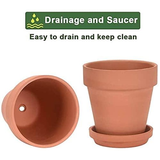 Terracotta Pots/ planters with Saucer / Terracotta Pot for Indoor Outdoor Plant ( Pack of 4 pots and 4 Saucer) Size 5 inches 2