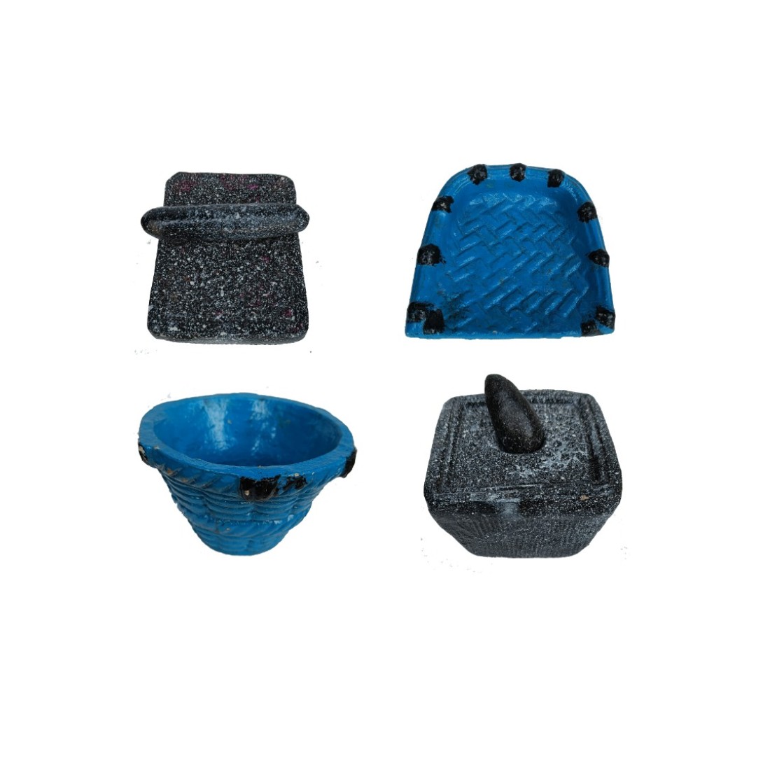 Tillage-Gowramma Set for Pooja and House Warming (Terracotta) | Traditional Mortar Pestle,Batan,winnow & Basket Miniature Toy Set 1