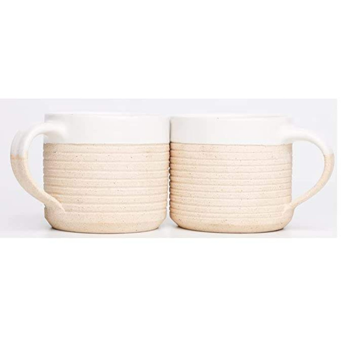 Tillage- Handcrafted Stoneware White Ribbed Espresso Mug Handmade Ceramic Mugs for Milk/Tea/Green Tea and Coffee,Microwave Safe (Set of 2) 1